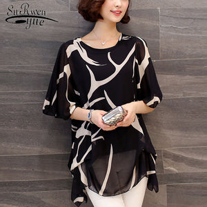 new 2019 summer short sleeve women's clothing  fashion plus size 5XL Chiffon women blouse Shirt loose woemn's tops blusas 60A 30