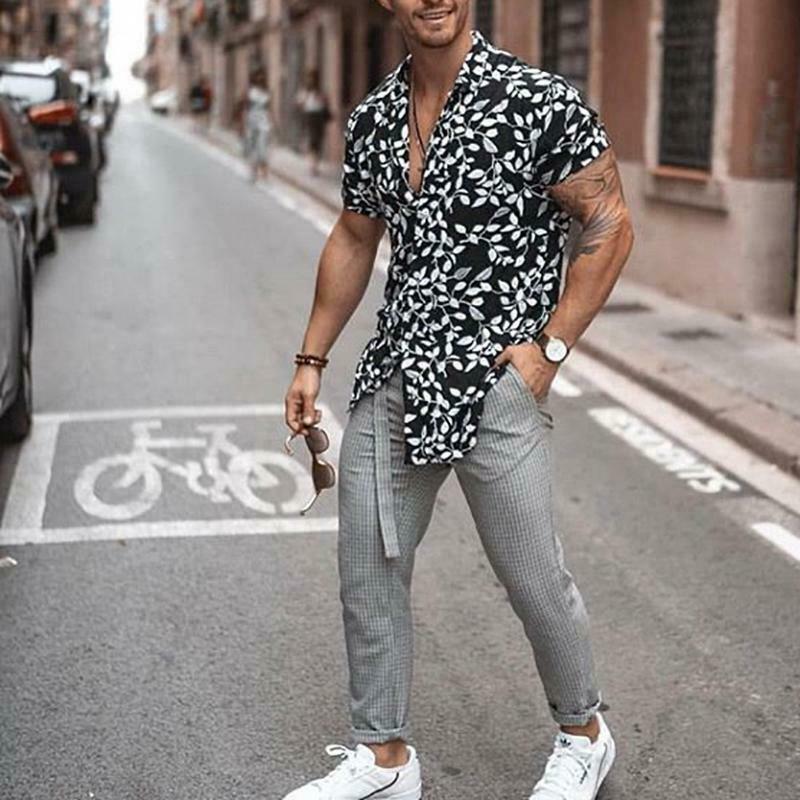 2019 New Fashion Men Hawaiian Shirt Beach Flower Party Summer Holiday Fancy Tops Short Sleeve Shirts