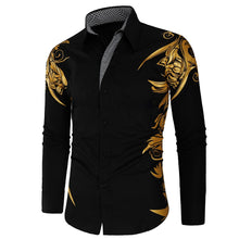 Load image into Gallery viewer, New Gold Bronzing Camisa Social Shirts Men Dress Slim Fit 2019 New Brand Long Sleeve Striped Shirt For Men Streetwear Shirts
