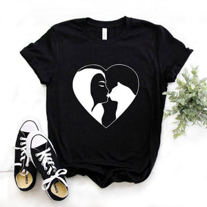 cat mom heart Print Women tshirt Cotton Casual Funny t shirt Gift Lady Yong Girl Top Tee 6 Color A-1084
