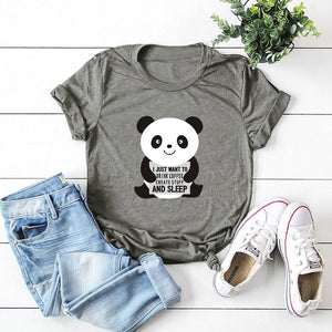 JFUNCY Plus Size Women Tshirts Cute Panda Summer 100% Cotton T-shirts Women Casual Tshirt Funny Harajuku Graphic Tee Female Tops