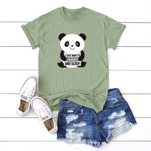 JFUNCY Plus Size Women Tshirts Cute Panda Summer 100% Cotton T-shirts Women Casual Tshirt Funny Harajuku Graphic Tee Female Tops