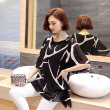 Load image into Gallery viewer, new 2019 summer short sleeve women&#39;s clothing  fashion plus size 5XL Chiffon women blouse Shirt loose woemn&#39;s tops blusas 60A 30
