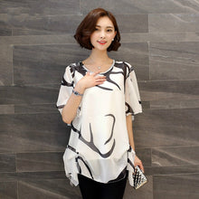 Load image into Gallery viewer, new 2019 summer short sleeve women&#39;s clothing  fashion plus size 5XL Chiffon women blouse Shirt loose woemn&#39;s tops blusas 60A 30
