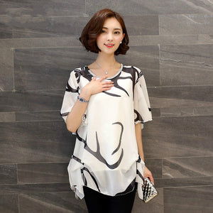 new 2019 summer short sleeve women's clothing  fashion plus size 5XL Chiffon women blouse Shirt loose woemn's tops blusas 60A 30