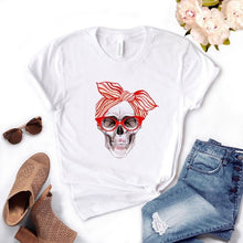 Load image into Gallery viewer, bandana skull Print Women tshirt Cotton Casual Funny t shirt Gift 90s Lady Yong Girl Drop Ship 6 Colors PM-9832
