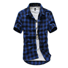 Load image into Gallery viewer, New Men&#39;s Shirts Short Sleeve Plaid Button-Down Summer Casual Tops Tee Mens Rugby Classic Shirts Clothing Hot M-3XL
