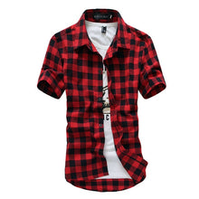 Load image into Gallery viewer, New Men&#39;s Shirts Short Sleeve Plaid Button-Down Summer Casual Tops Tee Mens Rugby Classic Shirts Clothing Hot M-3XL
