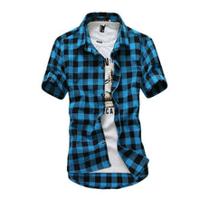 Load image into Gallery viewer, New Men&#39;s Shirts Short Sleeve Plaid Button-Down Summer Casual Tops Tee Mens Rugby Classic Shirts Clothing Hot M-3XL
