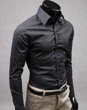Load image into Gallery viewer, 2019Men Shirt Long Sleeve Fashion Mens Casual Shirts Cotton Solid Color Business Slim Fit Social Camisas Masculina RD464
