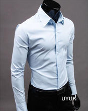 Load image into Gallery viewer, 2019Men Shirt Long Sleeve Fashion Mens Casual Shirts Cotton Solid Color Business Slim Fit Social Camisas Masculina RD464
