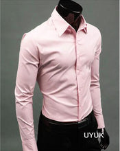Load image into Gallery viewer, 2019Men Shirt Long Sleeve Fashion Mens Casual Shirts Cotton Solid Color Business Slim Fit Social Camisas Masculina RD464
