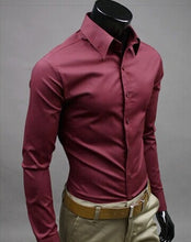 Load image into Gallery viewer, 2019Men Shirt Long Sleeve Fashion Mens Casual Shirts Cotton Solid Color Business Slim Fit Social Camisas Masculina RD464
