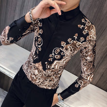 Load image into Gallery viewer, Luxury Royal Shirt Men Casual Slim Fit Long Sleeve Men Paisley Print Shirt Camisa Social Masculina Manga Longa Prom Party Shirt
