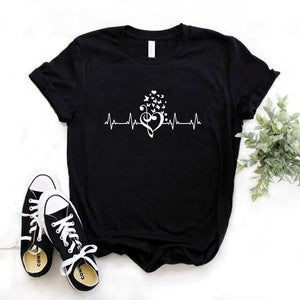 Music Heartbeat butterfly Print Women tshirt Cotton Casual Funny t shirt Gift Lady Yong Girl Top Tee 6 Color A-1102