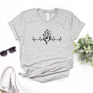 Music Heartbeat butterfly Print Women tshirt Cotton Casual Funny t shirt Gift Lady Yong Girl Top Tee 6 Color A-1102