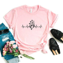 Load image into Gallery viewer, Music Heartbeat butterfly Print Women tshirt Cotton Casual Funny t shirt Gift Lady Yong Girl Top Tee 6 Color A-1102
