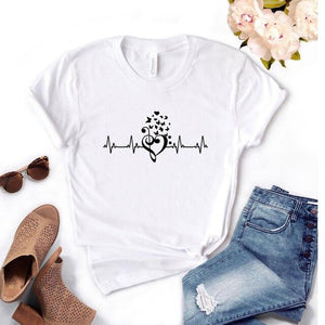 Music Heartbeat butterfly Print Women tshirt Cotton Casual Funny t shirt Gift Lady Yong Girl Top Tee 6 Color A-1102