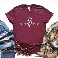 Load image into Gallery viewer, Music Heartbeat butterfly Print Women tshirt Cotton Casual Funny t shirt Gift Lady Yong Girl Top Tee 6 Color A-1102
