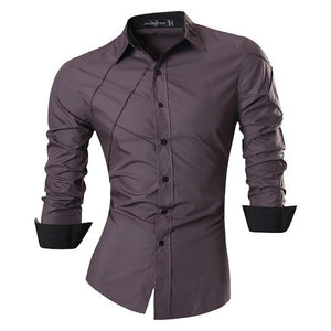 jeansian Spring Autumn Features Shirts Men Casual Long Sleeve Casual Slim Fit Male Shirts Zipper Decoration (No Pockets) Z015