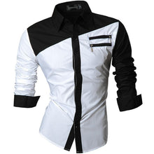 Load image into Gallery viewer, jeansian Spring Autumn Features Shirts Men Casual Long Sleeve Casual Slim Fit Male Shirts Zipper Decoration (No Pockets) Z015
