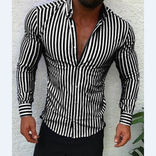 Load image into Gallery viewer, Men&#39;s Casual Shirt Slim Fit Men&#39;s Casual Striped Shirt Long Sleeve Formal Dress Shirts Men Male Clothing Camisa

