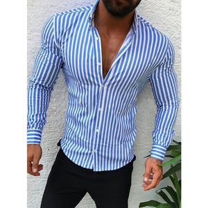 Men's Casual Shirt Slim Fit Men's Casual Striped Shirt Long Sleeve Formal Dress Shirts Men Male Clothing Camisa