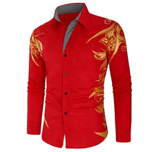 Load image into Gallery viewer, New Gold Bronzing Camisa Social Shirts Men Dress Slim Fit 2019 New Brand Long Sleeve Striped Shirt For Men Streetwear Shirts

