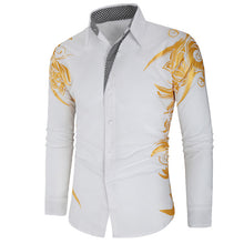 Load image into Gallery viewer, New Gold Bronzing Camisa Social Shirts Men Dress Slim Fit 2019 New Brand Long Sleeve Striped Shirt For Men Streetwear Shirts
