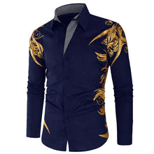 Load image into Gallery viewer, New Gold Bronzing Camisa Social Shirts Men Dress Slim Fit 2019 New Brand Long Sleeve Striped Shirt For Men Streetwear Shirts
