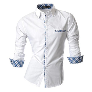 Jeansian Men's Casual Dress Shirts Fashion Desinger Stylish Long Sleeve Slim Fit 8371 WineRed