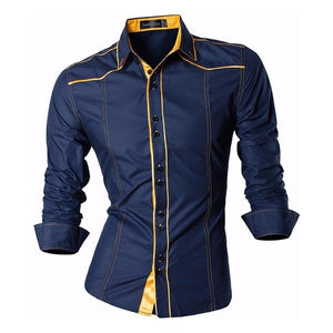 Jeansian Men's Casual Dress Shirts Fashion Desinger Stylish Long Sleeve Slim Fit 8371 WineRed