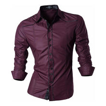 Load image into Gallery viewer, Jeansian Men&#39;s Casual Dress Shirts Fashion Desinger Stylish Long Sleeve Slim Fit 8371 WineRed
