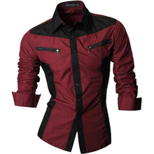 Load image into Gallery viewer, Jeansian Men&#39;s Casual Dress Shirts Fashion Desinger Stylish Long Sleeve Slim Fit 8371 WineRed
