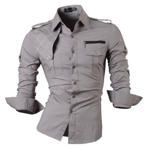 Jeansian Men's Casual Dress Shirts Fashion Desinger Stylish Long Sleeve Slim Fit 8371 WineRed