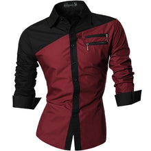 Load image into Gallery viewer, Jeansian Men&#39;s Casual Dress Shirts Fashion Desinger Stylish Long Sleeve Slim Fit 8371 WineRed
