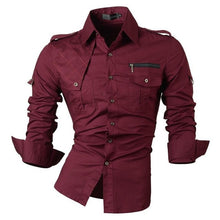 Load image into Gallery viewer, Jeansian Men&#39;s Casual Dress Shirts Fashion Desinger Stylish Long Sleeve Slim Fit 8371 WineRed

