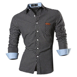 Jeansian Men's Casual Dress Shirts Fashion Desinger Stylish Long Sleeve Slim Fit 8371 WineRed