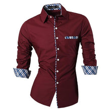 Load image into Gallery viewer, Jeansian Men&#39;s Casual Dress Shirts Fashion Desinger Stylish Long Sleeve Slim Fit 8371 WineRed
