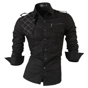 Jeansian Men's Casual Dress Shirts Fashion Desinger Stylish Long Sleeve Slim Fit 8371 WineRed
