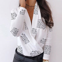 Load image into Gallery viewer, Women Ruched Deep V-neck Pineapple Shirt Autumn Patchwork Long Sleeve Streetwear Blouse Fashion Spring Shirts Ladies Office Tops
