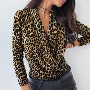 Women Ruched Deep V-neck Pineapple Shirt Autumn Patchwork Long Sleeve Streetwear Blouse Fashion Spring Shirts Ladies Office Tops