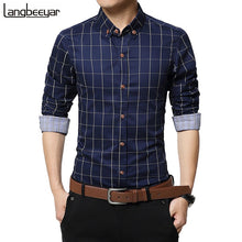 Load image into Gallery viewer, New Autumn Fashion Brand Men Clothes Slim Fit Men Long Sleeve Shirt Men Plaid Cotton Casual Men Shirt Social Plus Size M-5XL
