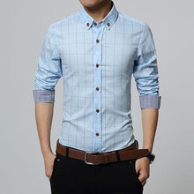 Load image into Gallery viewer, New Autumn Fashion Brand Men Clothes Slim Fit Men Long Sleeve Shirt Men Plaid Cotton Casual Men Shirt Social Plus Size M-5XL
