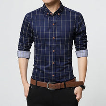 Load image into Gallery viewer, New Autumn Fashion Brand Men Clothes Slim Fit Men Long Sleeve Shirt Men Plaid Cotton Casual Men Shirt Social Plus Size M-5XL
