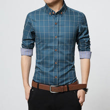 Load image into Gallery viewer, New Autumn Fashion Brand Men Clothes Slim Fit Men Long Sleeve Shirt Men Plaid Cotton Casual Men Shirt Social Plus Size M-5XL
