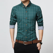 Load image into Gallery viewer, New Autumn Fashion Brand Men Clothes Slim Fit Men Long Sleeve Shirt Men Plaid Cotton Casual Men Shirt Social Plus Size M-5XL
