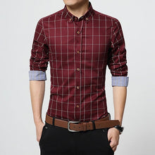 Load image into Gallery viewer, New Autumn Fashion Brand Men Clothes Slim Fit Men Long Sleeve Shirt Men Plaid Cotton Casual Men Shirt Social Plus Size M-5XL
