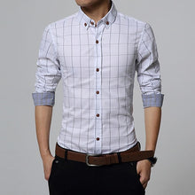 Load image into Gallery viewer, New Autumn Fashion Brand Men Clothes Slim Fit Men Long Sleeve Shirt Men Plaid Cotton Casual Men Shirt Social Plus Size M-5XL
