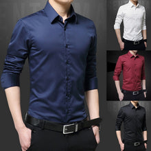 Load image into Gallery viewer, New Men&#39;s Shirt Long Sleeve Casual Shirts Men Dress Slim Solid Business Dress Shirt Spring Autumn Men&#39;s Dress Shirt With Button
